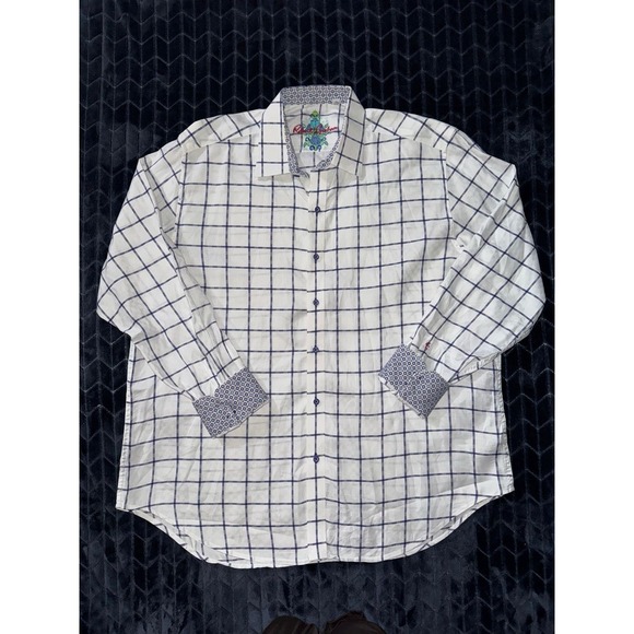 Robert Graham Button Down Shirt Flip Cuff White Alvor Pattern Size 2XL - Picture 1 of 10